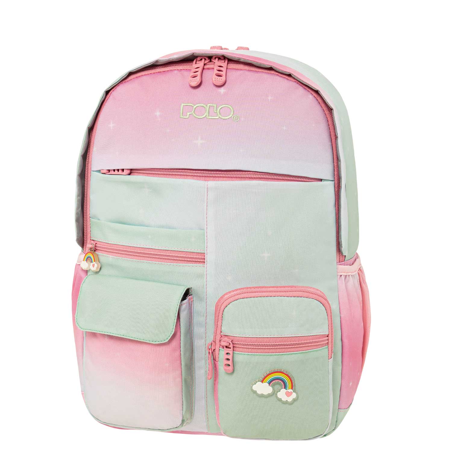 YOUNGSTER 901068-8372 POLO ΣΑΚΙΔΙΟ ΠΛΑΤΗΣ ΣΕ ΑΠΟΧΡΩΣΕΙΣ ΤΟΥ ΡΟΖ ΚΑΙ ΤΟΥ ΑΠΑΛΟΥ ΠΡΑΣΙΝΟΥ ΜΕ 2 ΚΕΝΤΡΙΚΕΣ ΘΗΚΕΣ ΚΑΙ 6 ΤΣΕΠΑΚΙΑ ΣΤΟ ΜΠΡΟΣΤΙΝΟ ΜΕΡΟΣ
