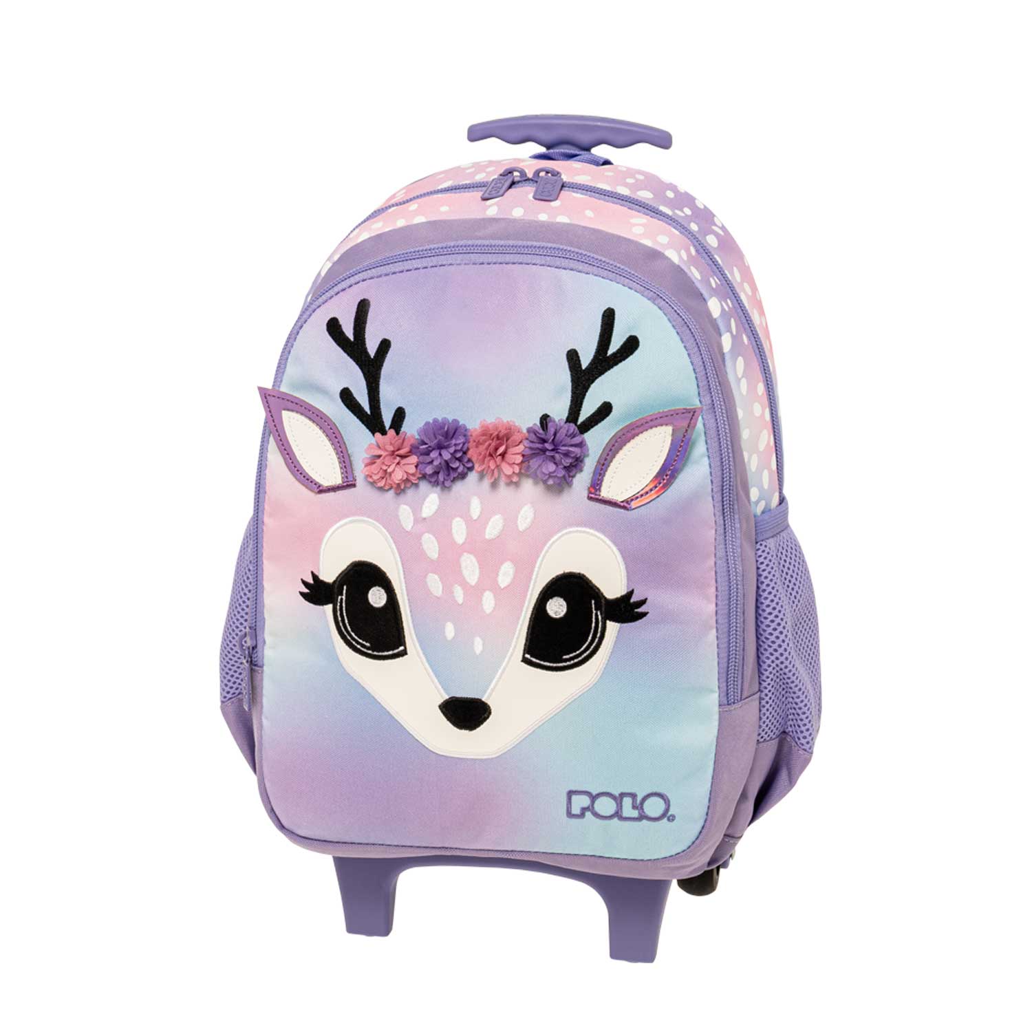 Σχολική τσάντα τρόλεϊ Polo με σχέδιο ελαφάκι σε παστέλ χρώματα