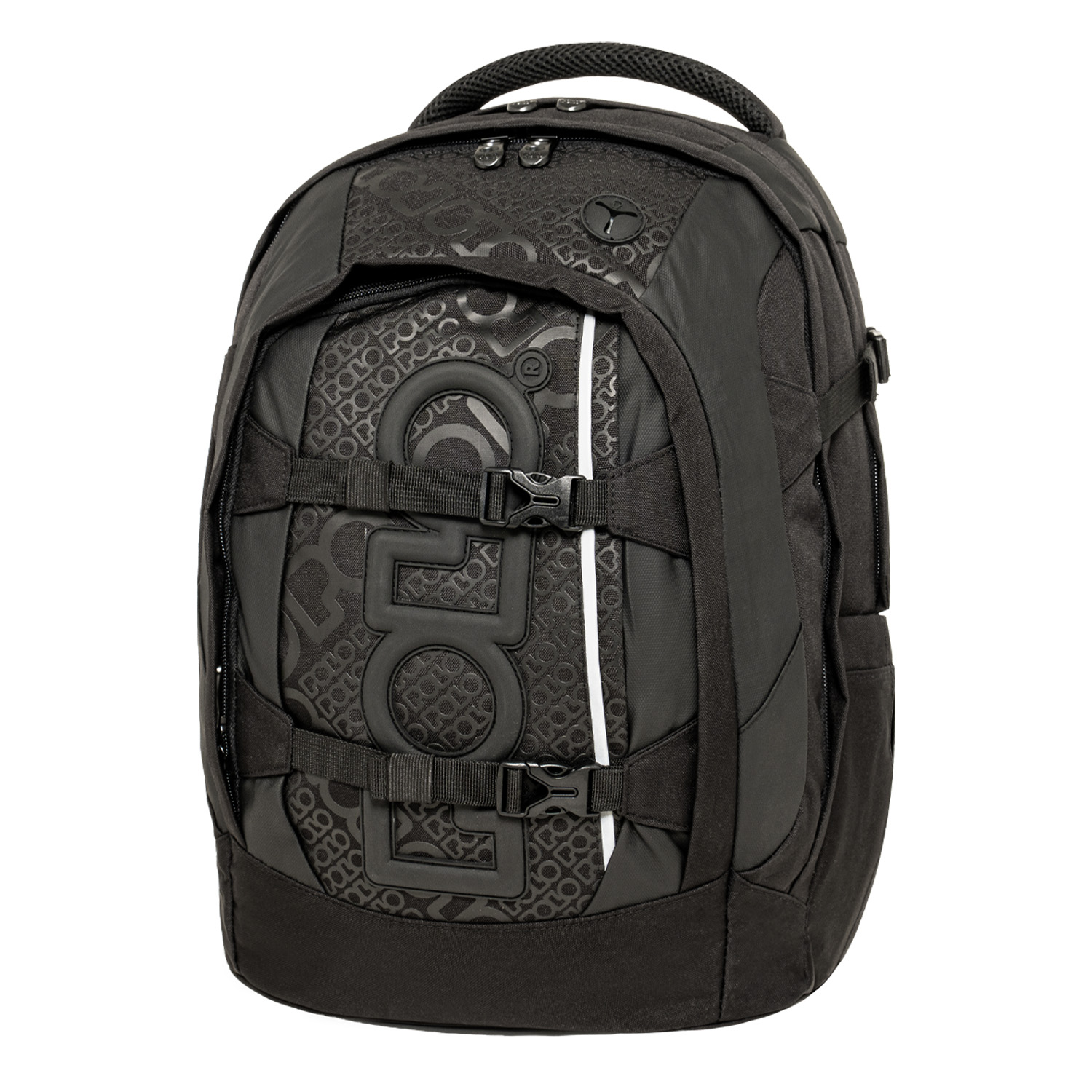 POLO Cryptic Black 901001-2002 μαύρο σακίδιο πλάτης με θέση laptop 15.6", ανατομική πλάτη και ιμάντες σύσφιξης.