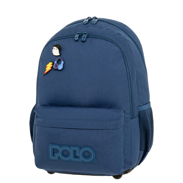 PINS 901059-5200 POLO ΣΧΟΛΙΚΗ ΤΣΑΝΤΑ ΜΕ 2 ΚΥΡΙΕΣ ΘΗΚΕΣ ΚΑΙ 1 ΜΠΡΟΣΤΙΝΗ ΤΣΕΠΗ, ΜΠΛΕ ΧΡΩΜΑ ΚΑΙ 6 ΔΙΑΦΟΡΕΤΙΚΕΣ ΚΑΡΦΙΤΣΕΣ ΓΙΑ ΝΑ ΔΙΑΚΟΣΜΗΣΕΤΕ ΤΗΝ ΤΣΑΝΤΑ ΣΑΣ