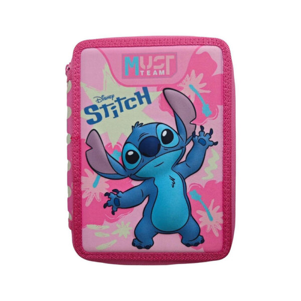 σχολική κασετινα διπλή γεμάτη με σχέδιο stitch